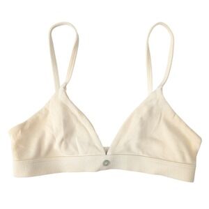 Pepper Ribbed Triangle Bralette Cream Micromodal Adjustable Straps Womens Small